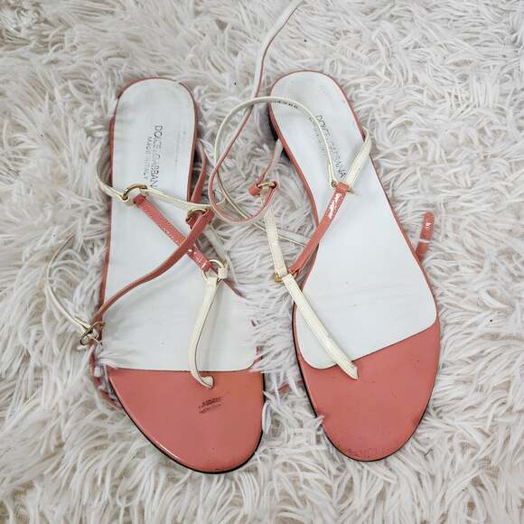 Dolce & gabbana Sandals leather Sz 9.5 flats A19C - Picture 1 of 3